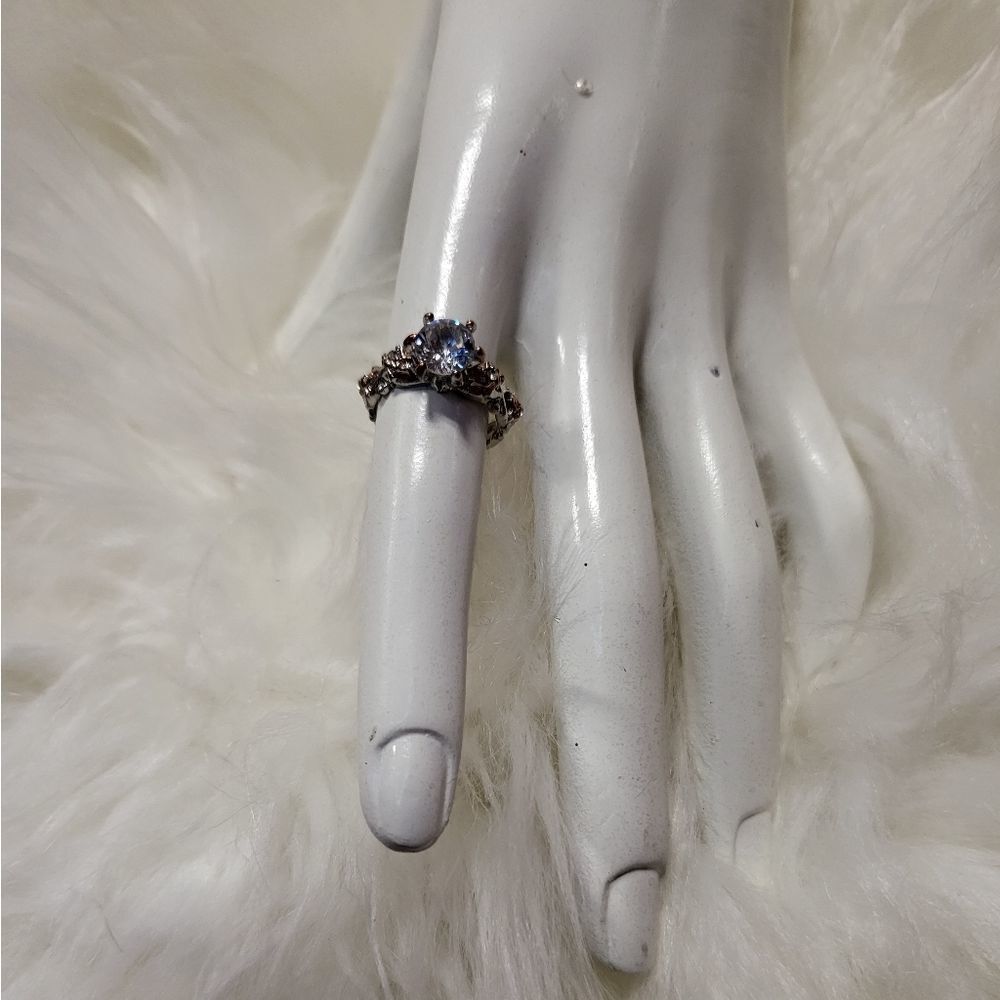 Cubic Zirconia Engagement Ring Silver Rose Gold Size 6